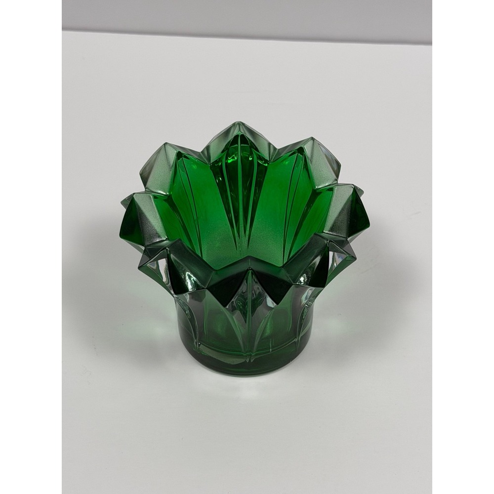 Mikasa Skyline‑XMAS Green Glass Votive Holder – 4.5" Czech Republic